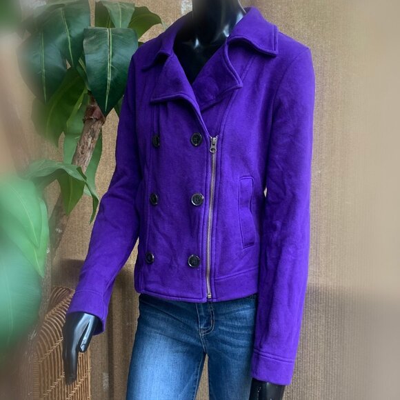 Old Navy Purple Cropped Peacoat - Picture 1 of 15